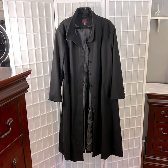 Gallery Woman Wool Extra Long Black Coat New No Tags! Size 3X - Picture 1 of 9